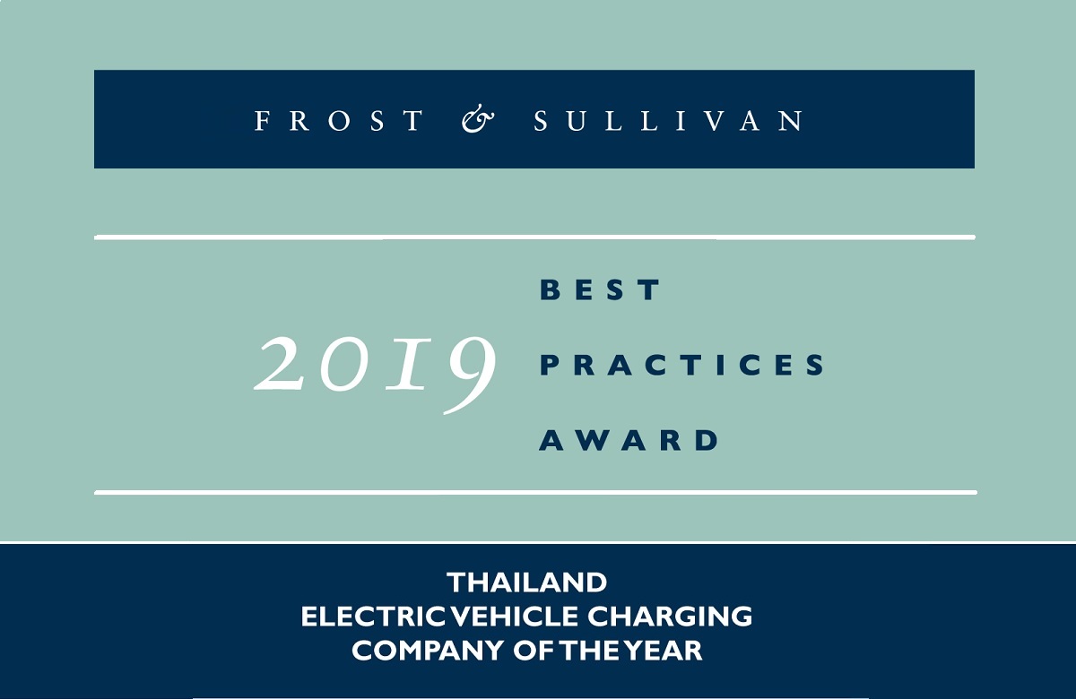 2019 Thailand Electric Vehicle Charging Company of the Year Award by Frost & Sullivan 